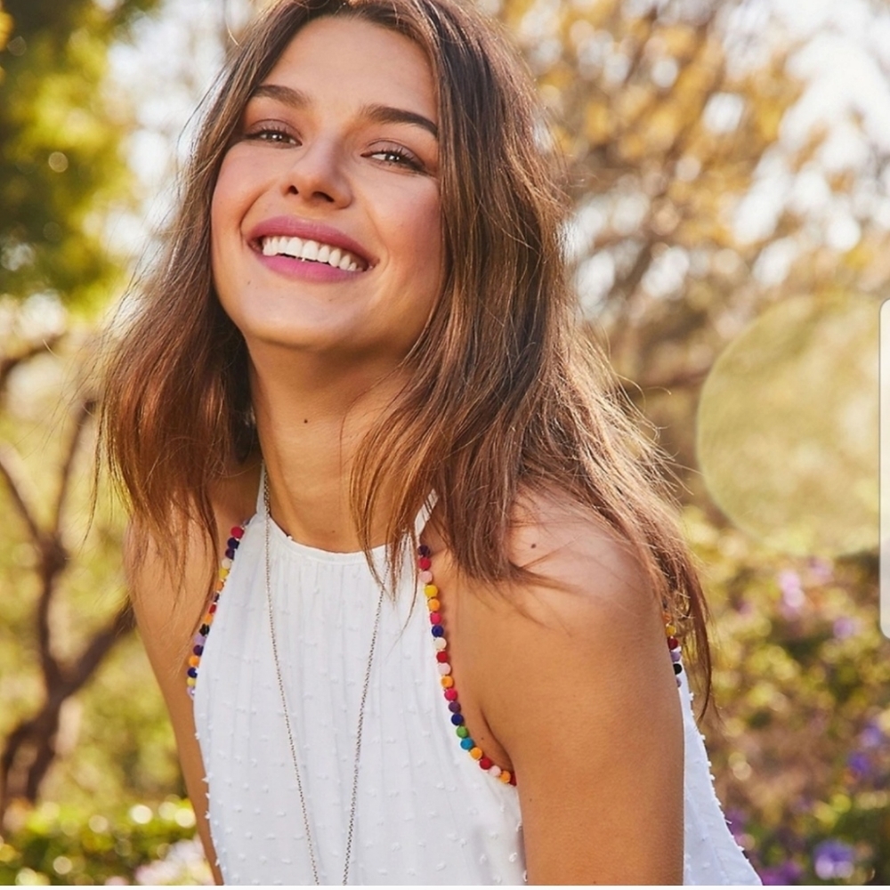 Maurices halter tank with colorful pompom trim
